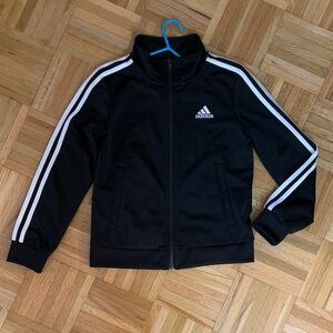 adidas Classic Black Track Jacket w/ White Stripes - Girls Size 8 NWOT